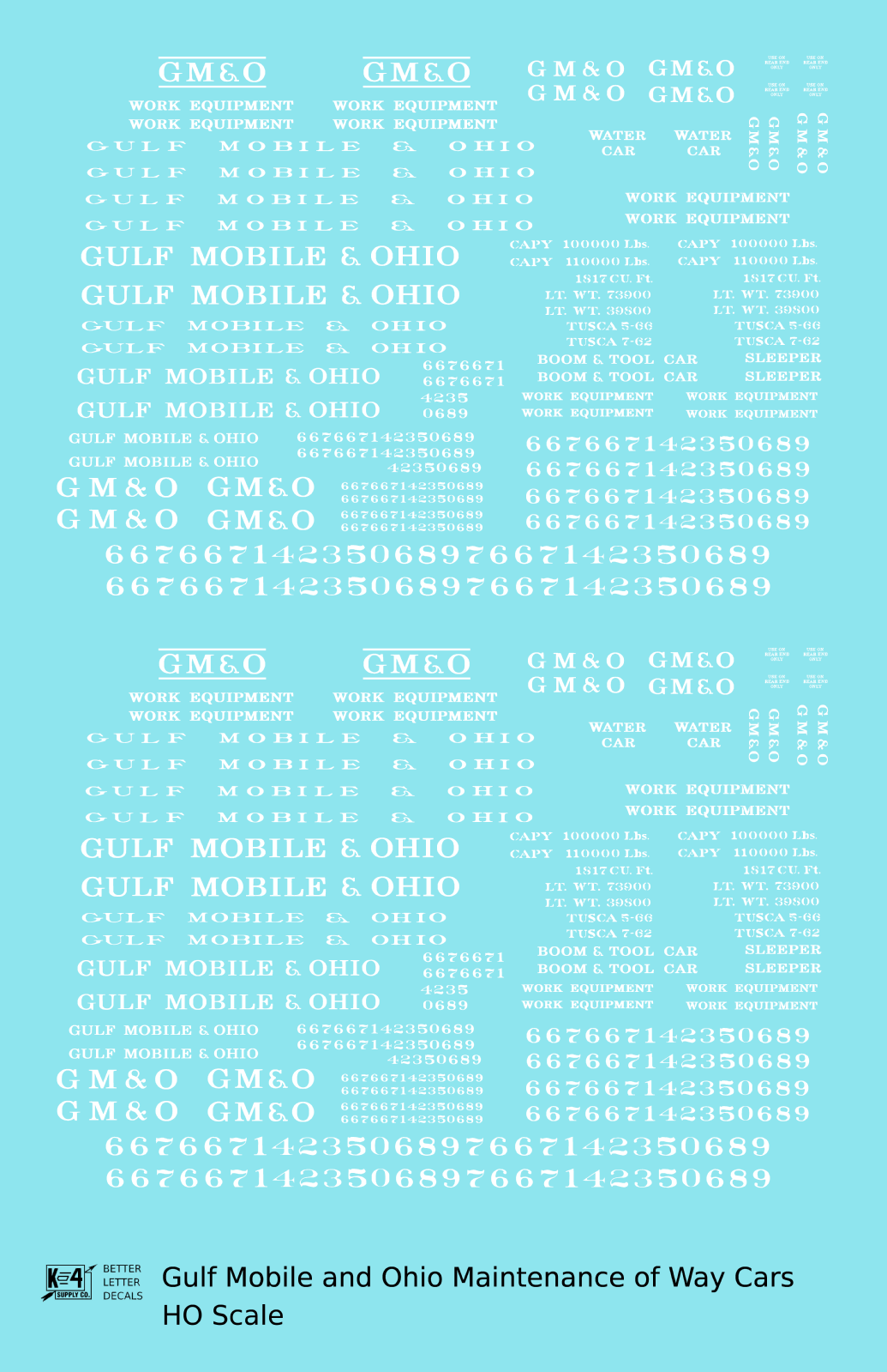 Gulf Mobile and Ohio MOW Maintenance Of Way Cars White