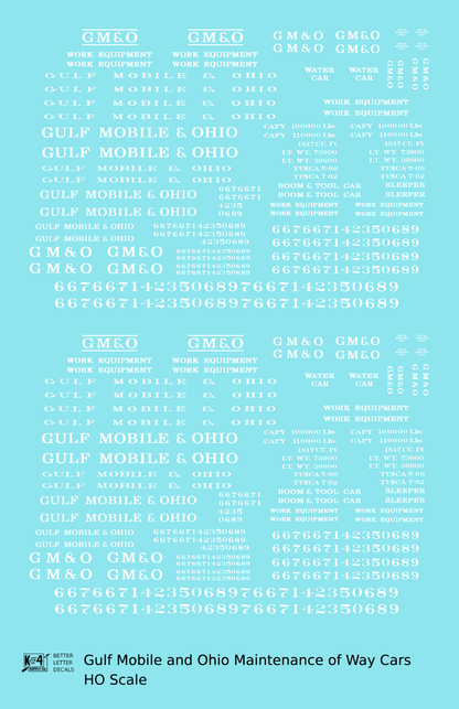 Gulf Mobile and Ohio MOW Maintenance Of Way Cars White