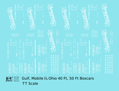 Gulf Mobile and Ohio 40 / 50 Ft Boxcar White Rebel Route