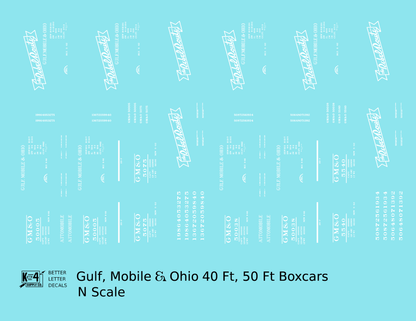 Gulf Mobile and Ohio 40 / 50 Ft Boxcar White Rebel Route