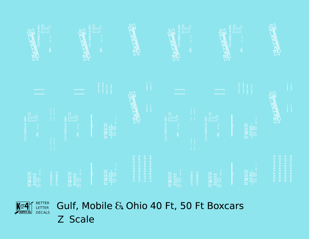 Gulf Mobile and Ohio 40 / 50 Ft Boxcar White Rebel Route
