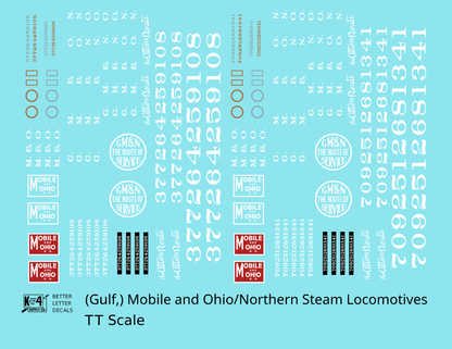 Gulf Mobile & Ohio/Northern Steam Locomotive White and Red GM&O M&O GM&N