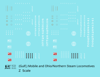 Gulf Mobile & Ohio/Northern Steam Locomotive White and Red GM&O M&O GM&N