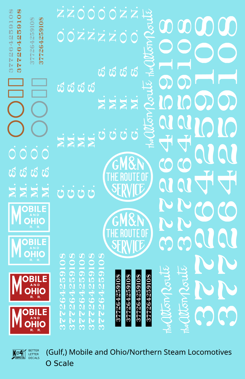 Gulf Mobile & Ohio/Northern Steam Locomotive White and Red GM&O M&O GM&N