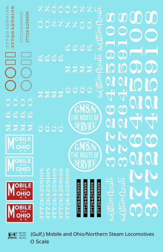 Gulf Mobile & Ohio/Northern Steam Locomotive White and Red GM&O M&O GM&N