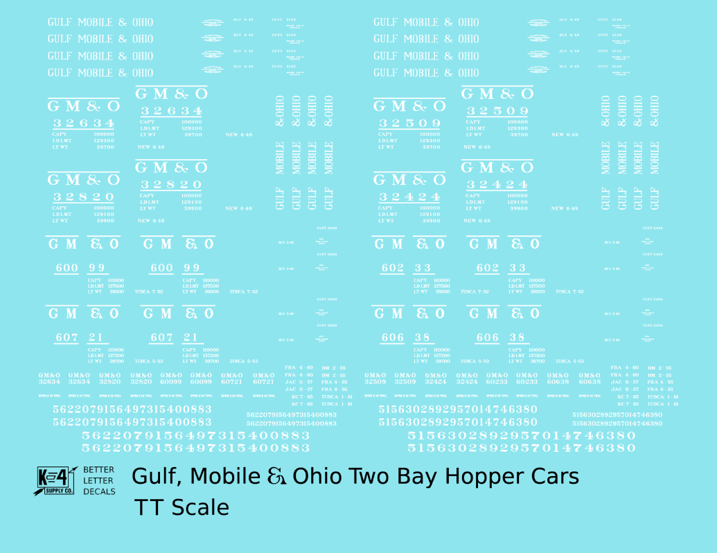 Gulf Mobile and Ohio Twin Hopper Car White Small Lettering