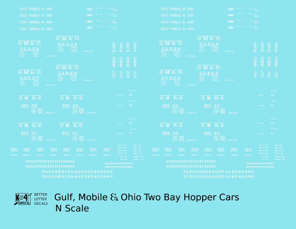 Gulf Mobile and Ohio Twin Hopper Car White Small Lettering