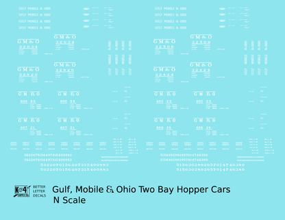 Gulf Mobile and Ohio Twin Hopper Car White Small Lettering
