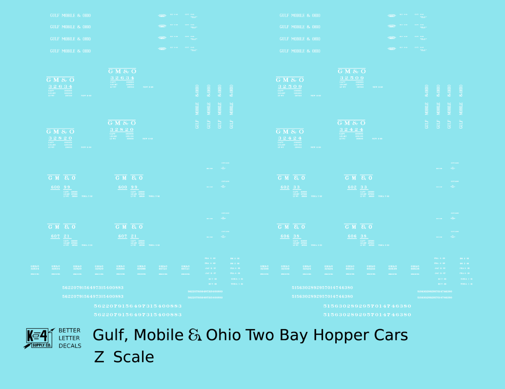 Gulf Mobile and Ohio Twin Hopper Car White Small Lettering