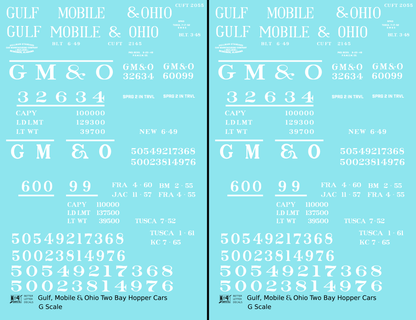 Gulf Mobile and Ohio Twin Hopper Car White Small Lettering