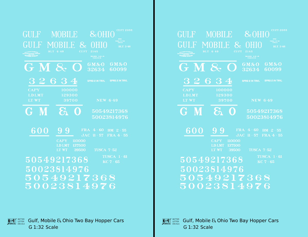 Gulf Mobile and Ohio Twin Hopper Car White Small Lettering