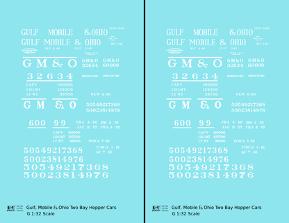 Gulf Mobile and Ohio Twin Hopper Car White Small Lettering