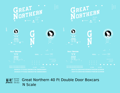 Great Northern 40 Ft Double Door Boxcar White and Black