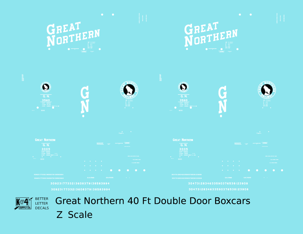 Great Northern 40 Ft Double Door Boxcar White and Black