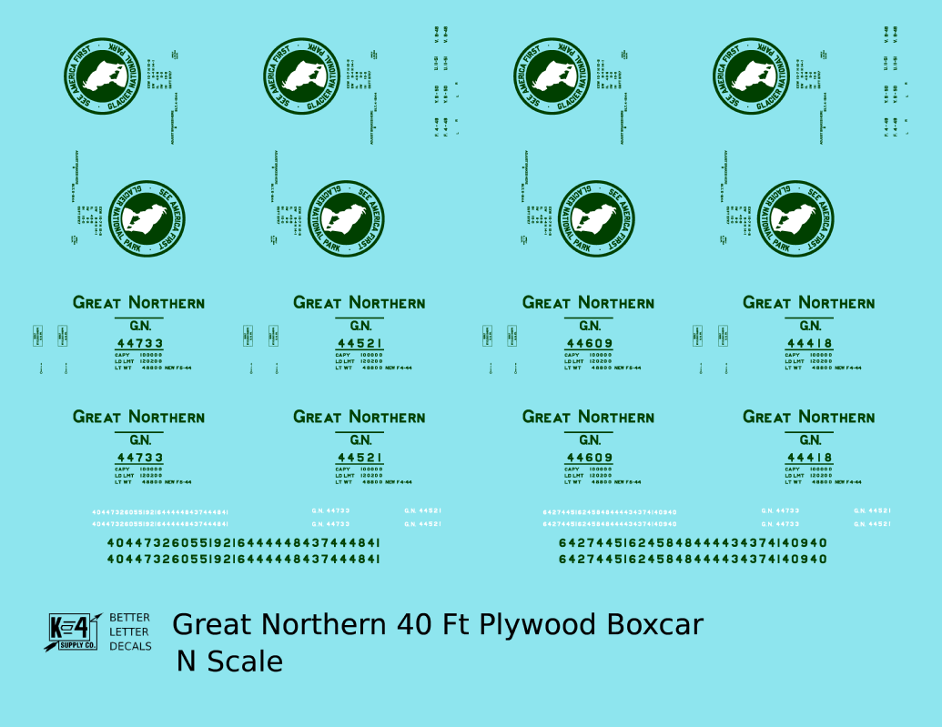 Great Northern 40 Ft Plywood Boxcar Pullman Green and White