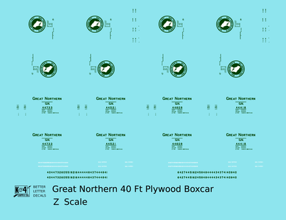 Great Northern 40 Ft Plywood Boxcar Pullman Green and White
