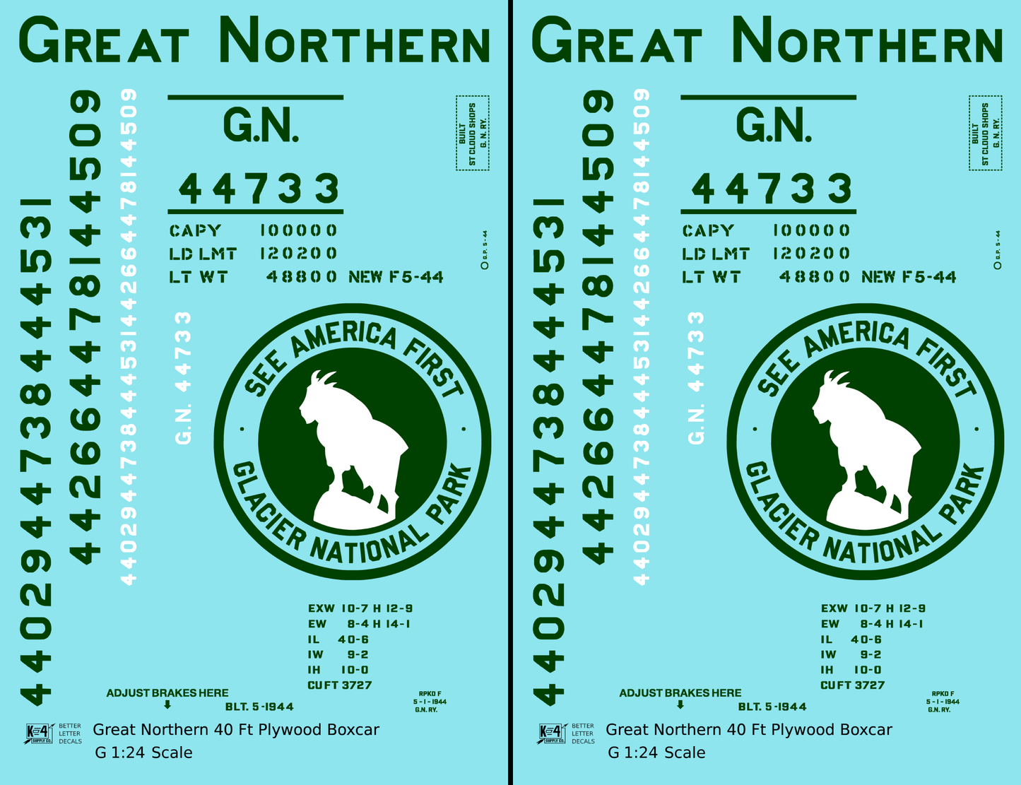 Great Northern 40 Ft Plywood Boxcar Pullman Green and White
