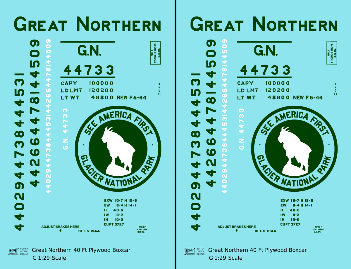 Great Northern 40 Ft Plywood Boxcar Pullman Green and White