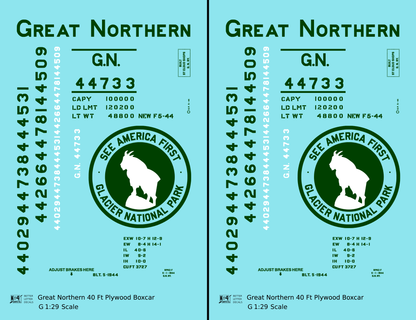 Great Northern 40 Ft Plywood Boxcar Pullman Green and White