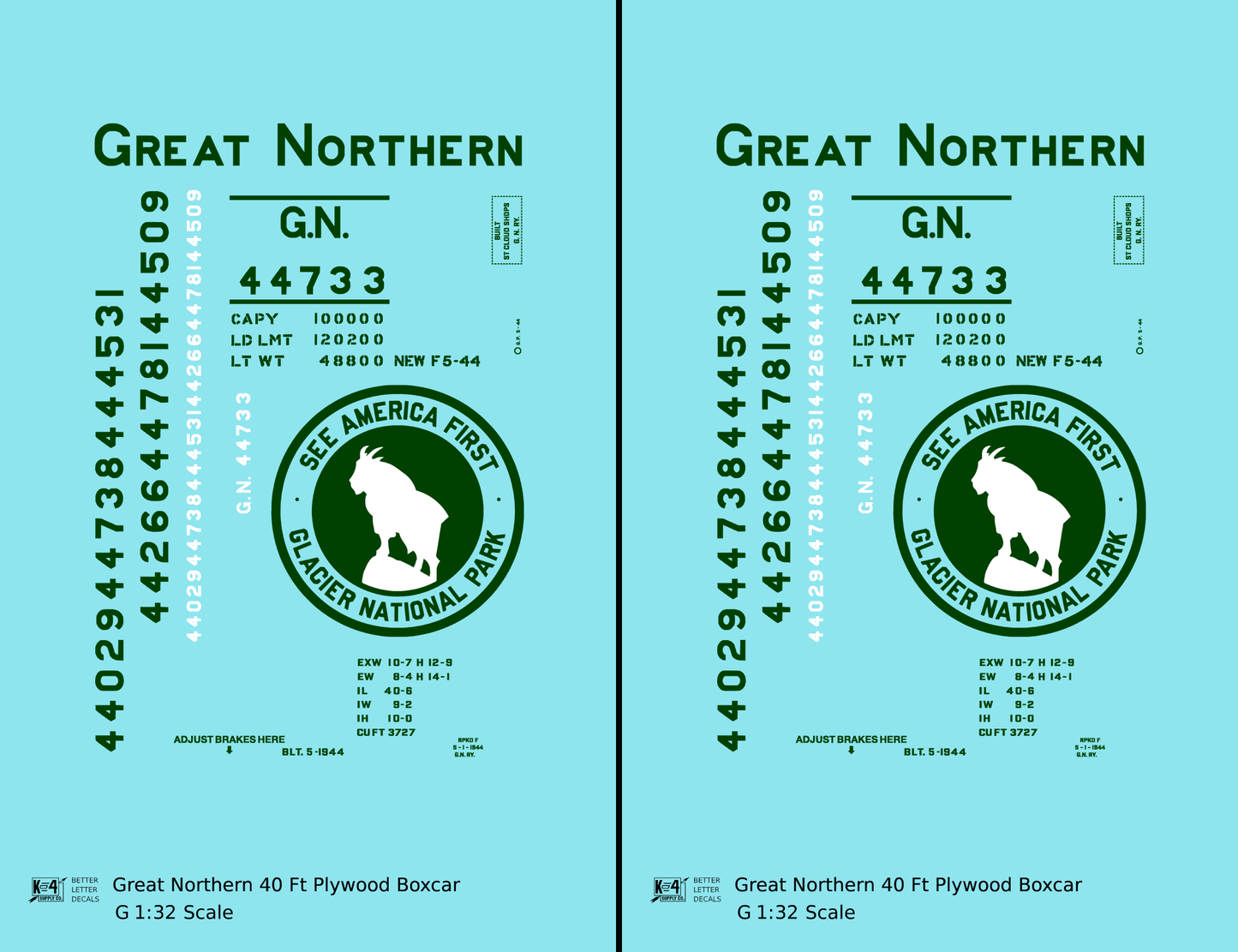 Great Northern 40 Ft Plywood Boxcar Pullman Green and White