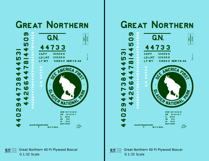 Great Northern 40 Ft Plywood Boxcar Pullman Green and White