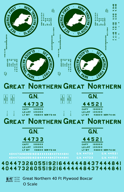 Great Northern 40 Ft Plywood Boxcar Pullman Green and White