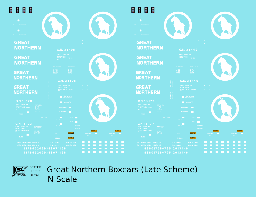 Great Northern 40 Or 50 Ft Boxcar White Late Scheme Blue Car
