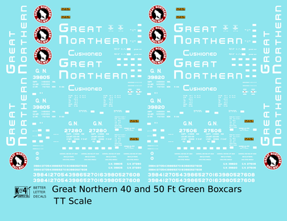 Great Northern 40 and 50 Ft Boxcar White, Red and Black Green Car