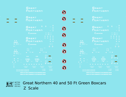 Great Northern 40 and 50 Ft Boxcar White, Red and Black Green Car
