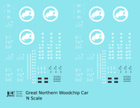 Great Northern Woodchip Gondola White  - Decal - Choose Scale