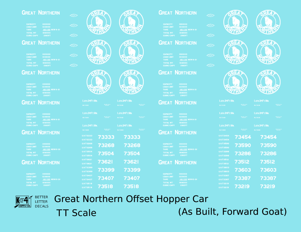 Great Northern Offset Twin Hopper White As Built Forward Goat