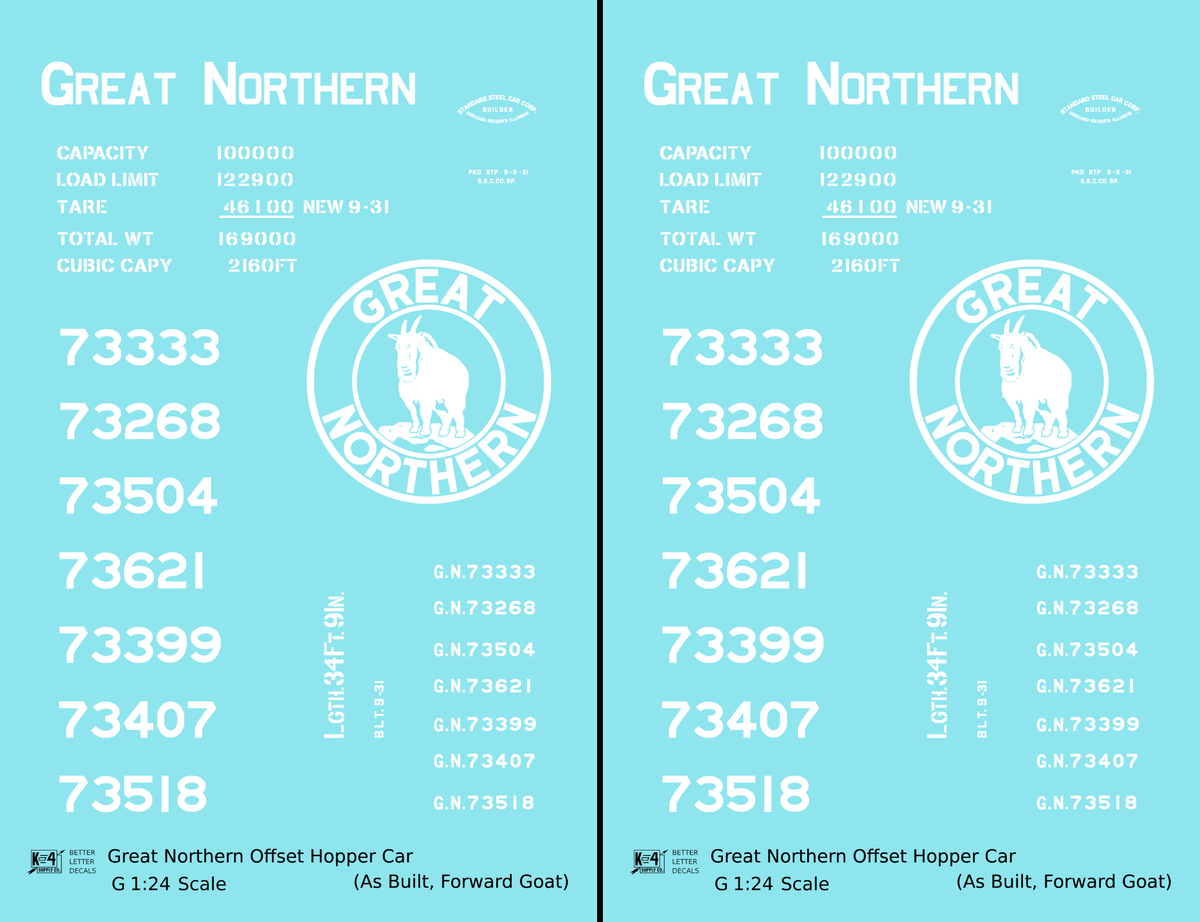 Great Northern Offset Twin Hopper White As Built Forward Goat