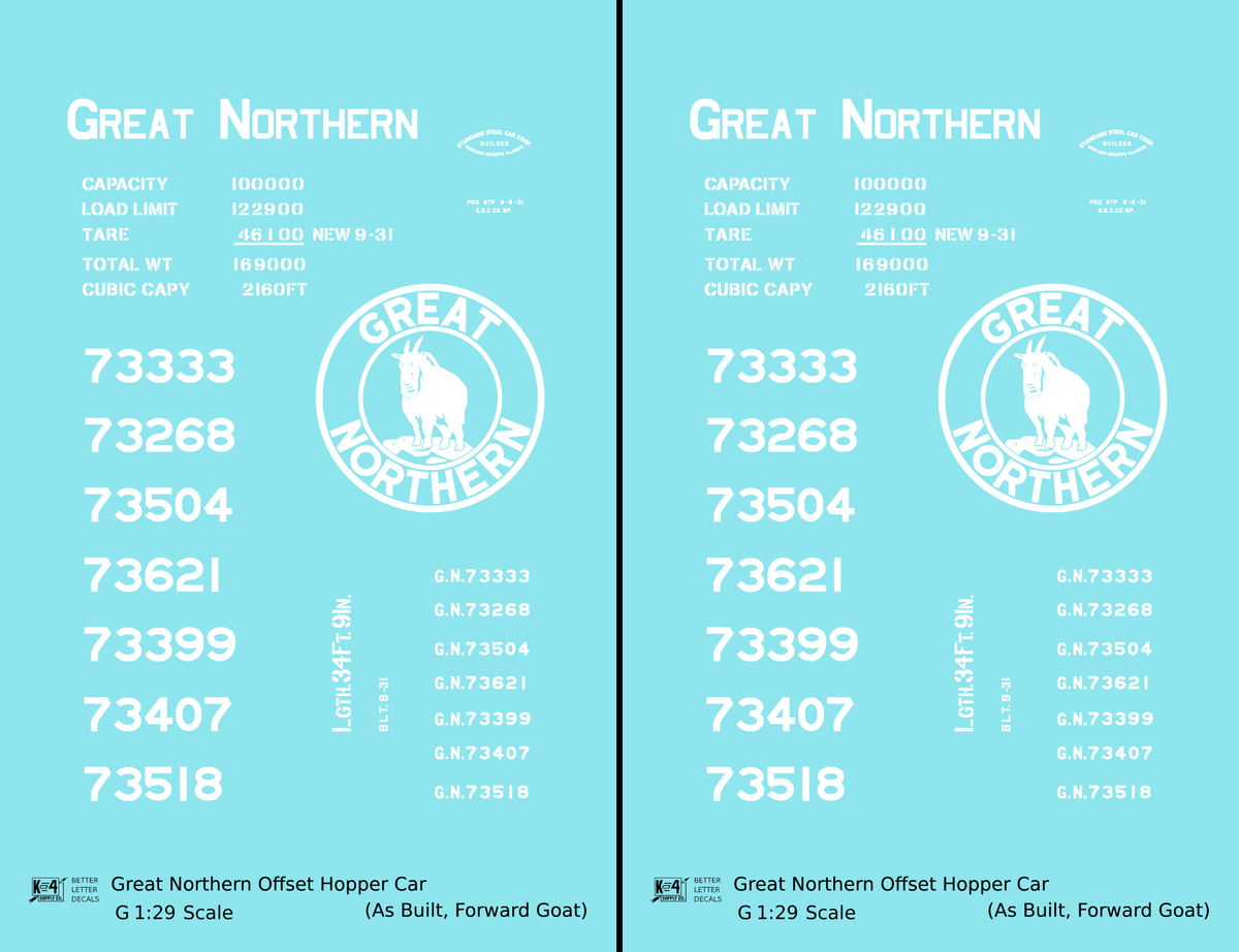 Great Northern Offset Twin Hopper White As Built Forward Goat
