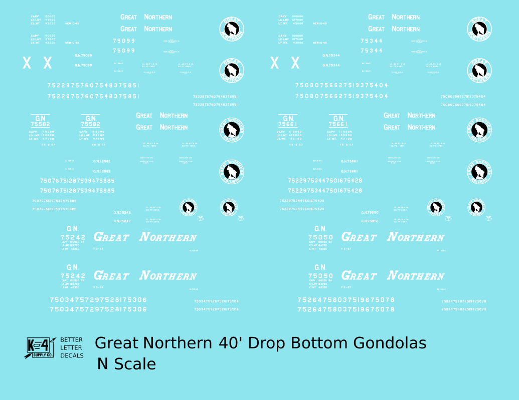 Great Northern 40 Ft Drop Bottom Gondola White and Black