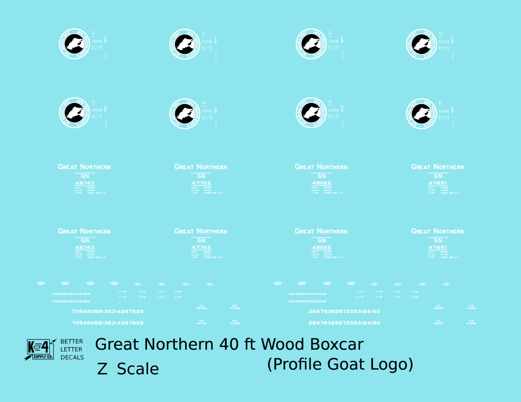 Great Northern 40 Ft Wood Boxcar White and Black Side Goat Glacier National Park
