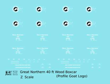 Great Northern 40 Ft Wood Boxcar White and Black Side Goat Glacier National Park