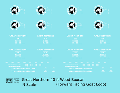 Great Northern 40 Ft Wood Boxcar White and Black Forward Goat Glacier National Park