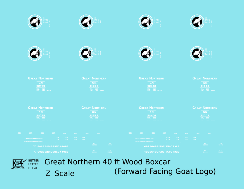 Great Northern 40 Ft Wood Boxcar White and Black Forward Goat Glacier National Park
