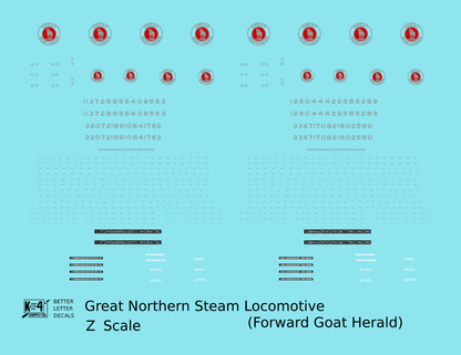 Great Northern Steam Locomotive Silver and Red Forward Goat
