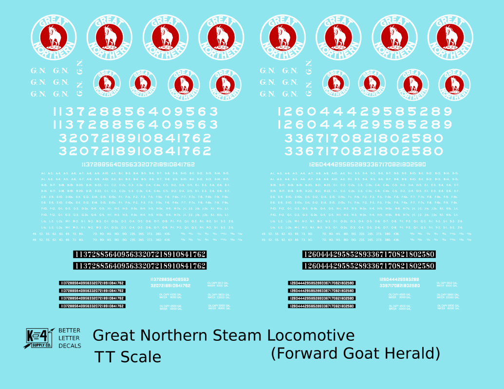 Great Northern Steam Locomotive White and Red Forward Goat