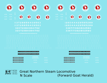 Great Northern Steam Locomotive White and Red Forward Goat