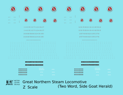 Great Northern Steam Locomotive Silver and Red Side Goat