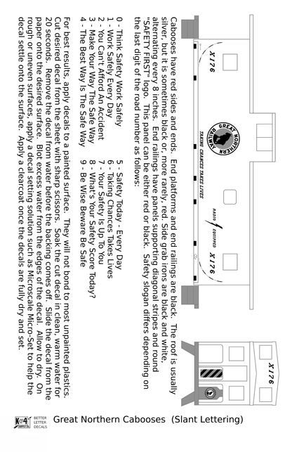 Great Northern Caboose White and Black Slant Lettering - Decal
