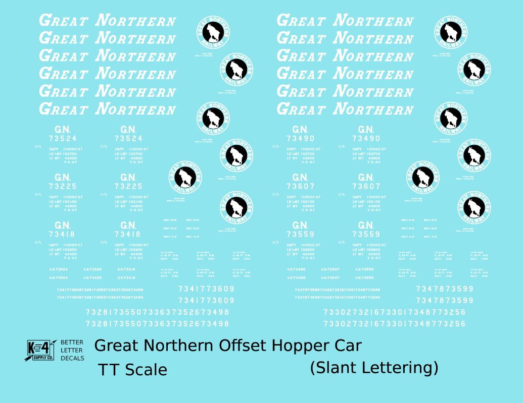 Great Northern Offset Twin Hopper White and Black Slant Lettering