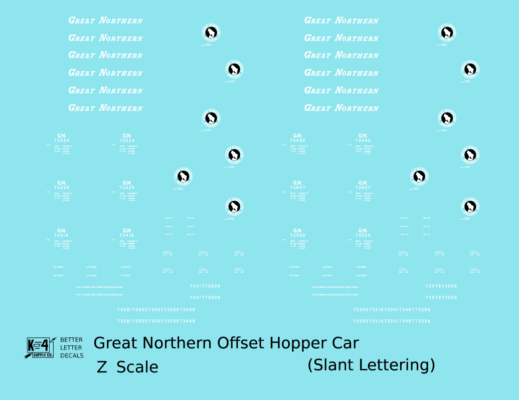 Great Northern Offset Twin Hopper White and Black Slant Lettering