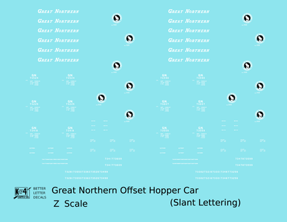 Great Northern Offset Twin Hopper White and Black Slant Lettering
