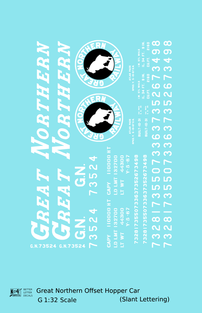 Great Northern Offset Twin Hopper White and Black Slant Lettering