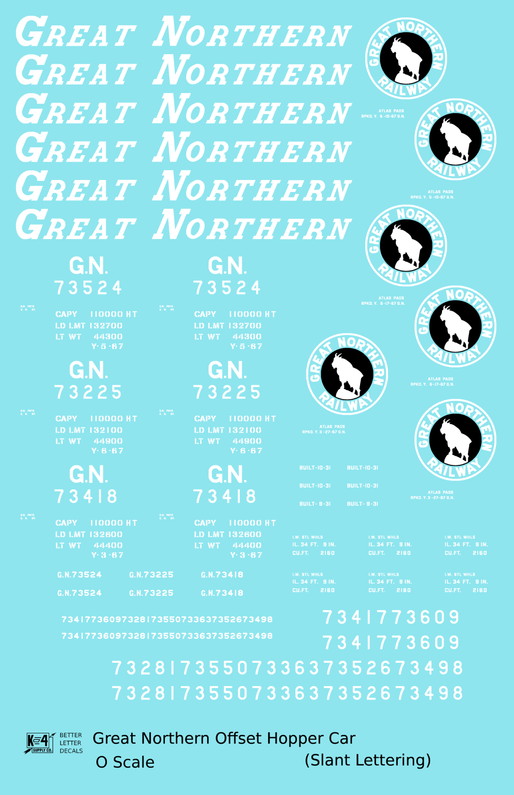 Great Northern Offset Twin Hopper White and Black Slant Lettering