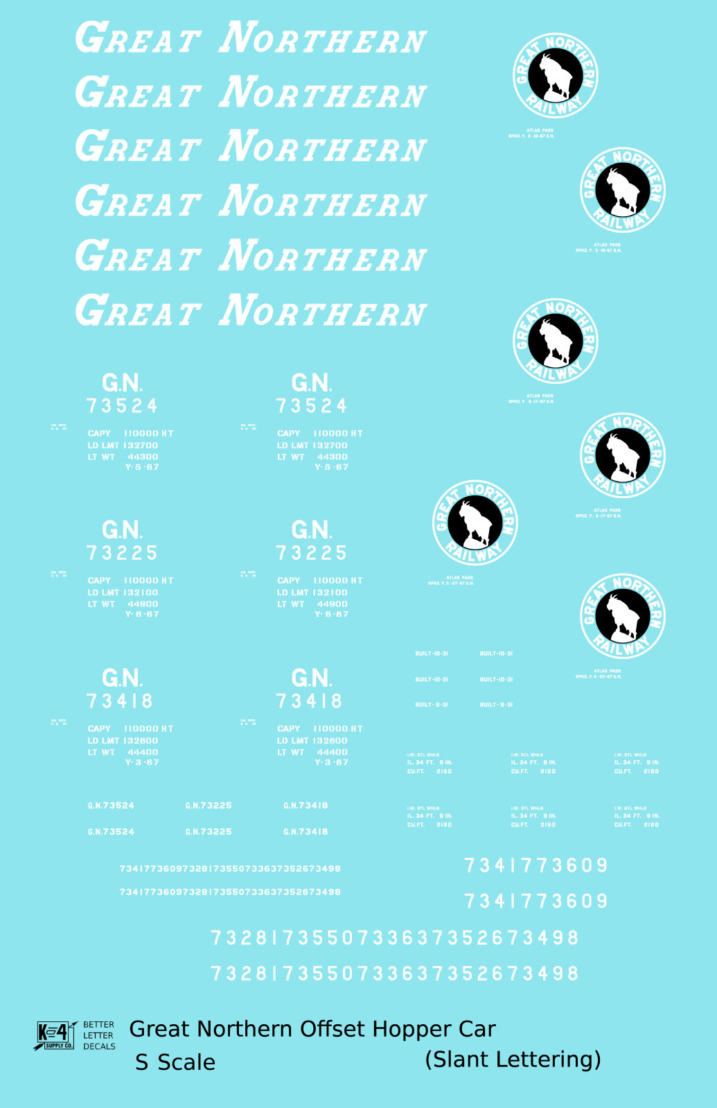 Great Northern Offset Twin Hopper White and Black Slant Lettering