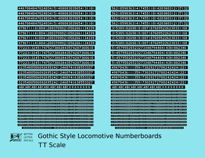 Gothic Locomotive Number Board Numbers  White On Black Numberboard